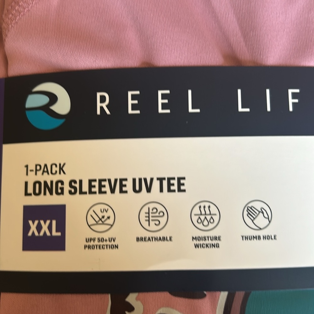 Reel Life Women's Long Sleeve UV T-Shirt Mauve Abstract Design Print on Back XXL - Picture 14 of 16